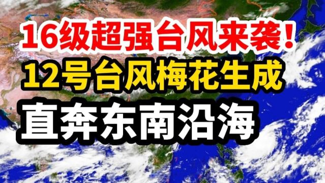 16级超强台风来袭!12号台风梅花生成,一路直奔东南沿海!