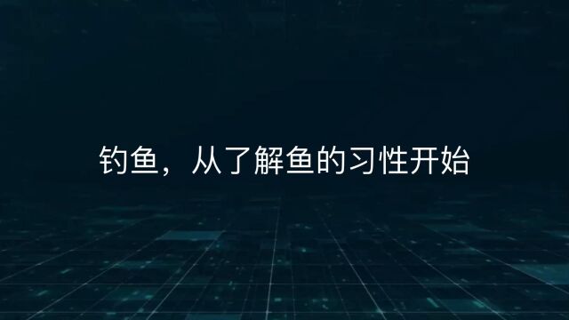 钓鱼,从了解鱼的习性开始