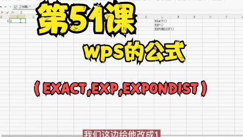 第51课wps的公式（EXACT,EXP,EXPONDIST）
