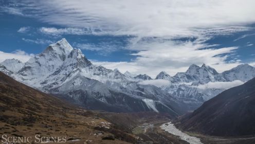 喜马拉雅山在-世界屋脊珠穆朗玛峰第2部分风景放松电影