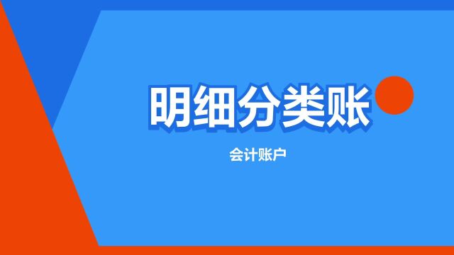 “明细分类账”是什么意思?