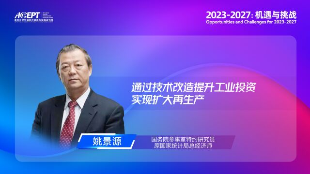 姚景源:通过技术改造提升工业投资,实现扩大再生产