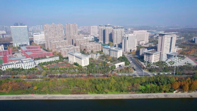 航拍郑州市文苑南路城市风光一角