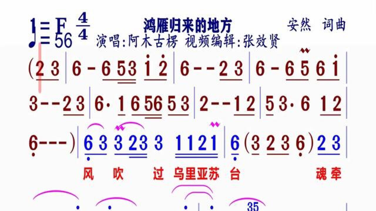 蒙古歌曲《鸿雁归来的地方》#简谱视唱