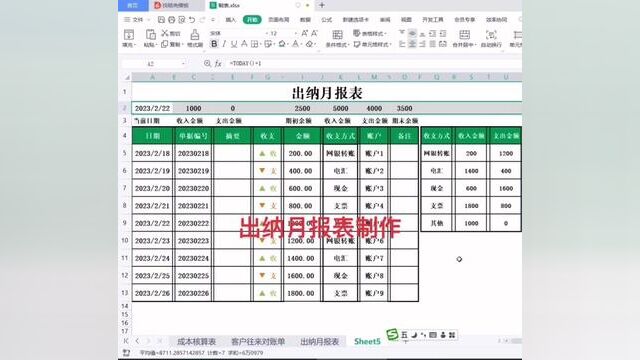出纳月报表制作#wps表格入门基础教程 #0基础学电脑 #零基础教学 #小白学习excel #文职