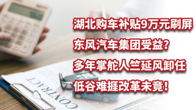 湖北购车补贴9万元刷屏,东风汽车集团受益?低谷难捱改革未竟!