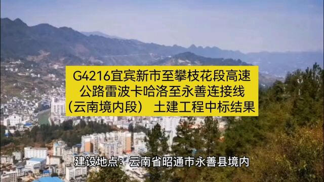 G4216宜宾新市至攀枝花段高速公路雷波卡哈洛至永善连接线(云南境内段) 土建工程