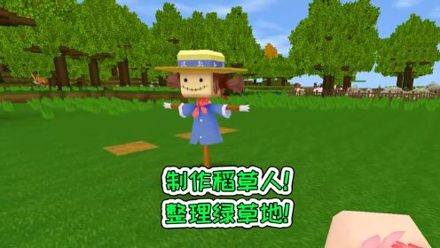迷你世界：制作稻草人，整理绿草地！宝妈趣玩
