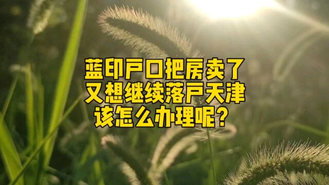 家长求助,取得蓝印户口后把房卖了,现在又想继续使用,现在该怎么办?#蓝印 #户口 #天津落户