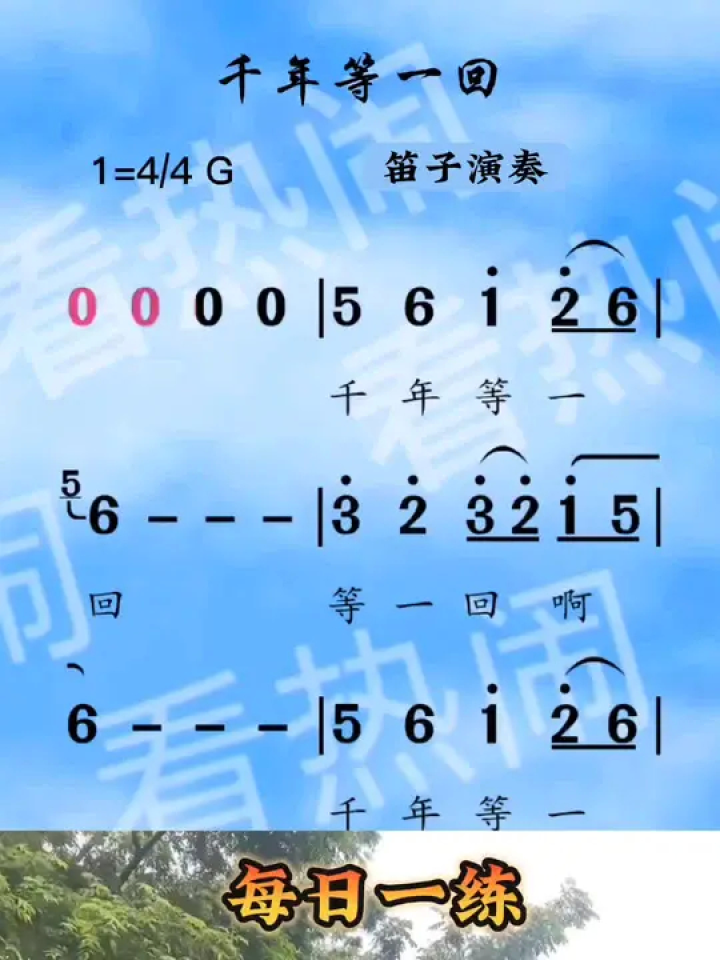 千年等一回#经典老歌 #动态曲谱 #乐器演奏 #笛子演奏