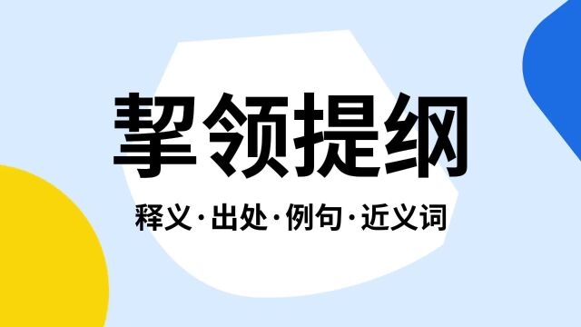 “挈领提纲”是什么意思?