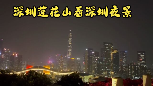 夜晚爬深圳莲花山看深圳夜景,看深圳高楼林立