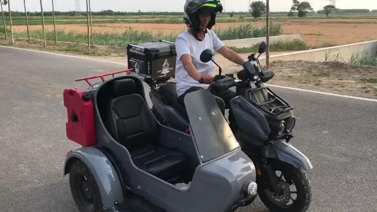 摩友千里单骑夫人第一次骑速刻挎子侉子,准备回家考摩托车驾照