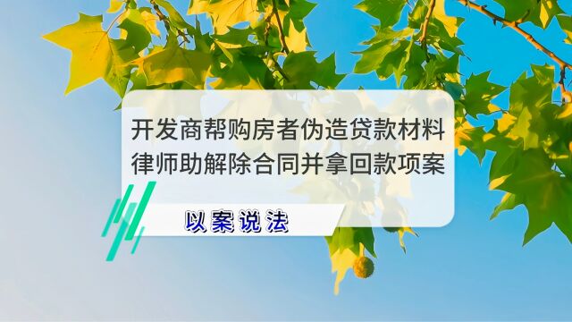 开发商帮购房者伪造贷款材料,律师助解除合同并拿回款项案