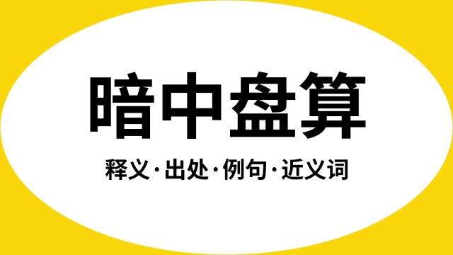 “暗中盘算”是什么意思?