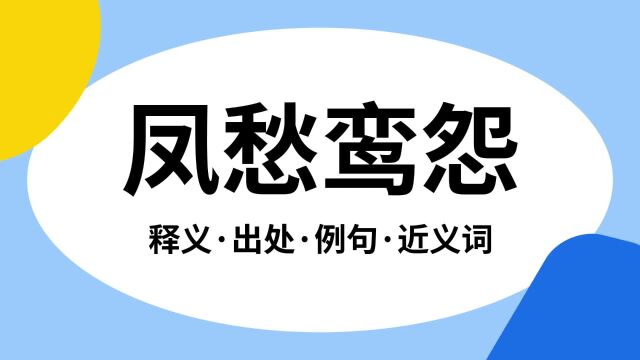 “凤愁鸾怨”是什么意思?