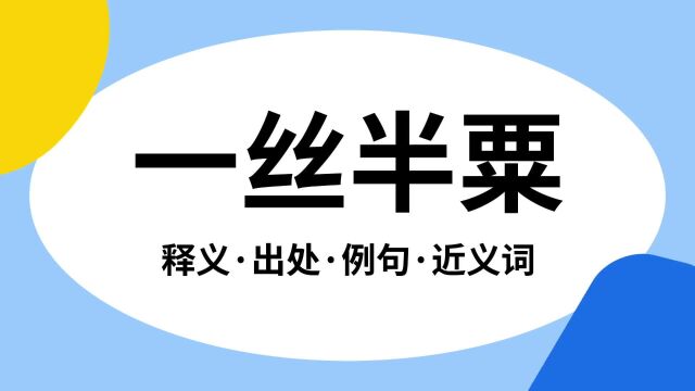 “一丝半粟”是什么意思?