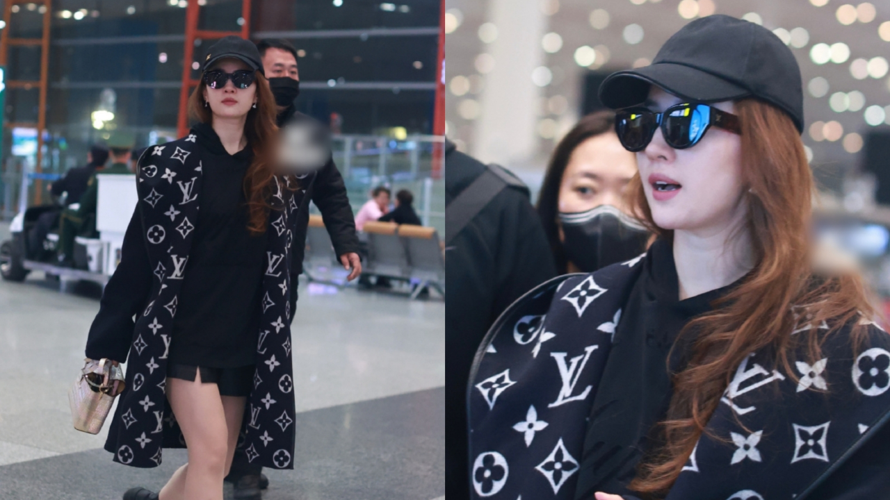 刘亦菲现身机场生图素颜白到发光颈纹明显罕秀长腿走路带风