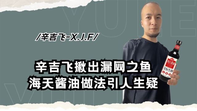 辛吉飞揪出漏网之鱼,海天酱油做法引人生疑,后续硬核回应引众怒