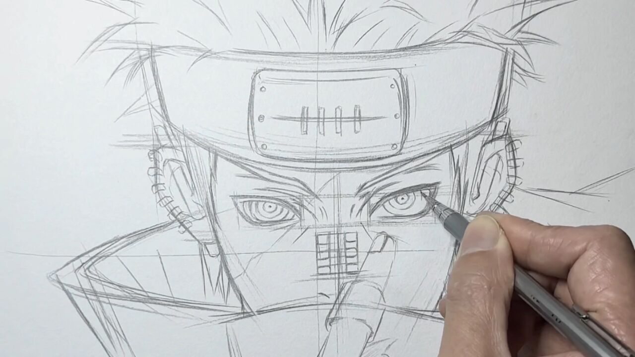 原声起稿绘画一位帅气的佩恩教程上部分.