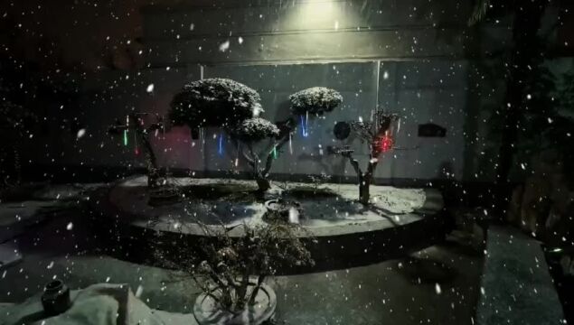 洁白的雪花从天空中落下,一片宁静与安详