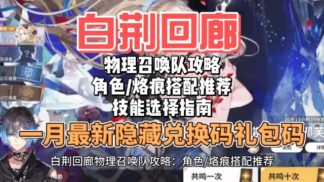 白荆回廊物理召唤队攻略:角色烙痕搭配推荐,技能选择指南,附一月最新隐藏兑换码礼包码