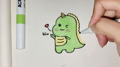 沉浸式画画|画个绿色小恐龙,手绘儿童可爱简笔画!