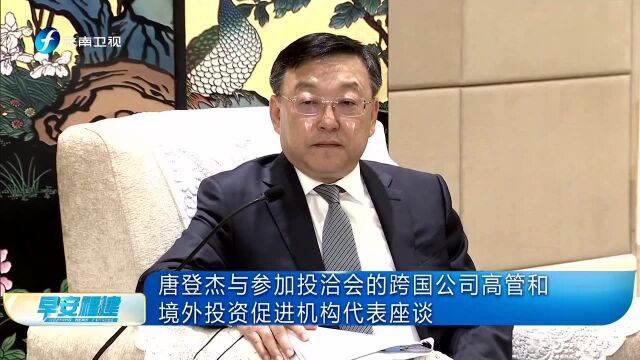 唐登杰与参加投治会的跨国公司高管和境外投资促进机构代表座谈