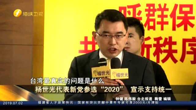 杨世光代表新党参选“2020: 宣布支持统一