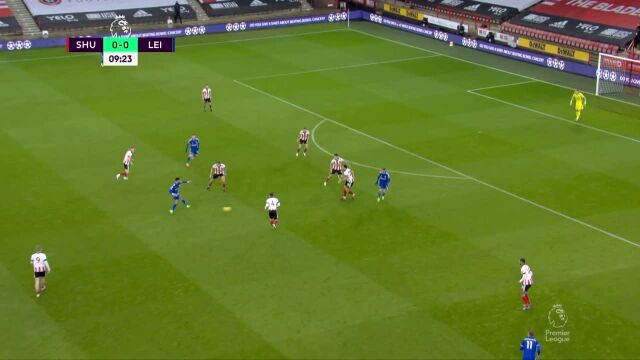 Jamie Vardy with an unlucky Woodwork, vs. Sheffield United