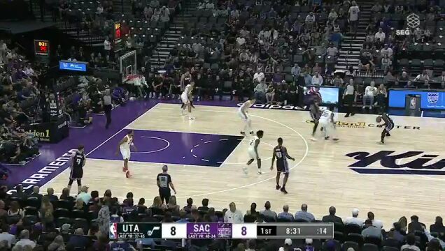 NBA季前赛：爵士vs国王第1节中文解说回放