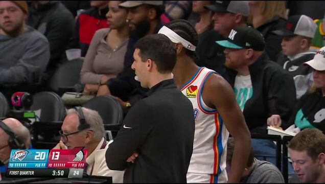 NBA常规赛：雷霆vs开拓者第1节英文原声回放