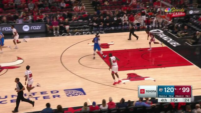 NBA常规赛：雷霆vs公牛第4节英文原声回放