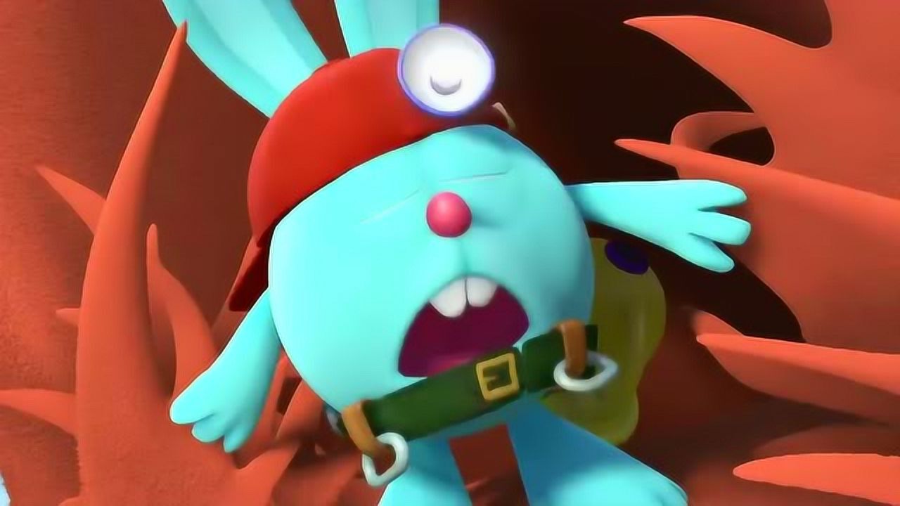 开心球:为了救猬小弟,兔小跳也是拼了,冒险钻进农夫熊的耳朵里!