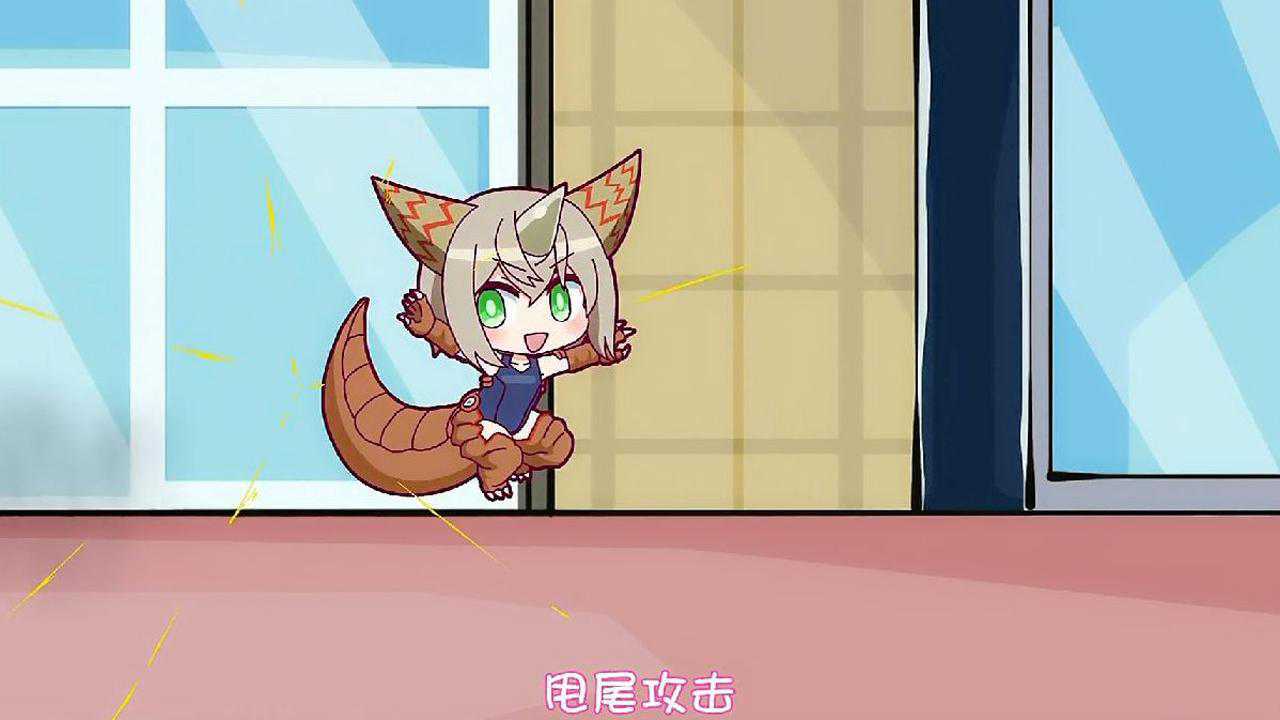 怪兽娘逛街中遇到了暗影怪物,怪兽娘哥莫拉变身登场