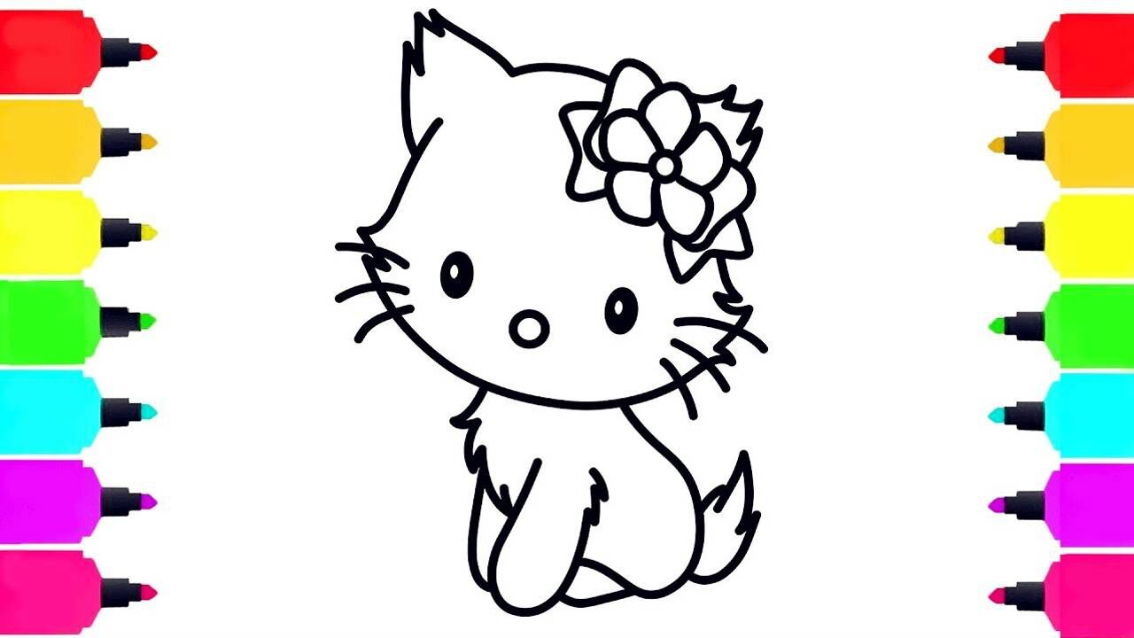 给宝宝画小猫咪凯蒂猫简笔画涂色彩