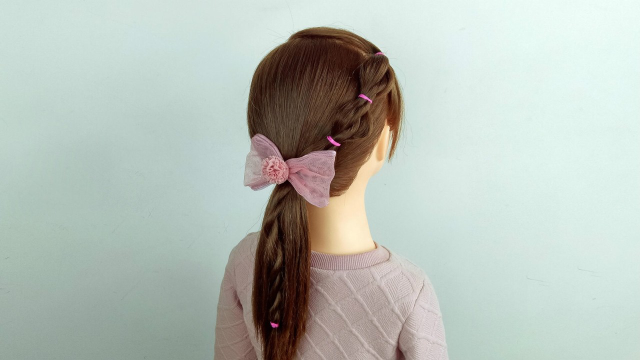 小学生日常马尾辫扎法 小女孩发型教程视频