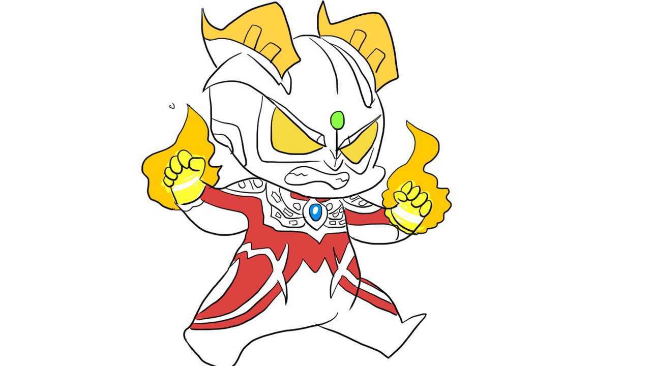 生气的q版赛罗奥特曼儿童卡通简笔画