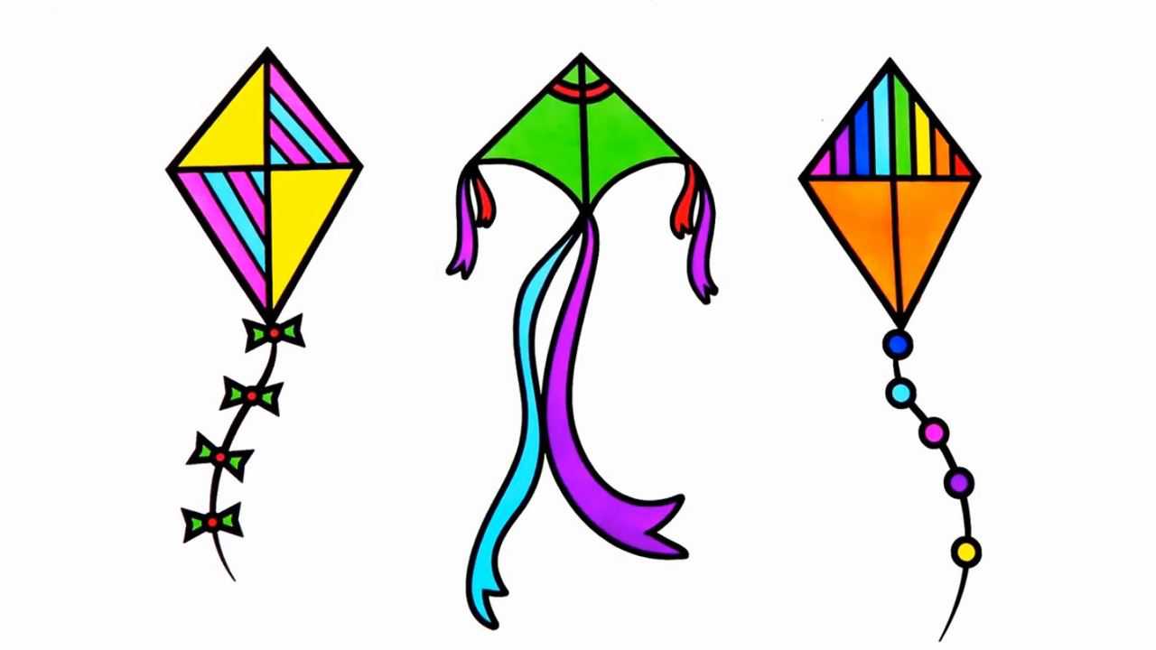 春游放风筝和宝宝一起画风筝简笔画涂颜色