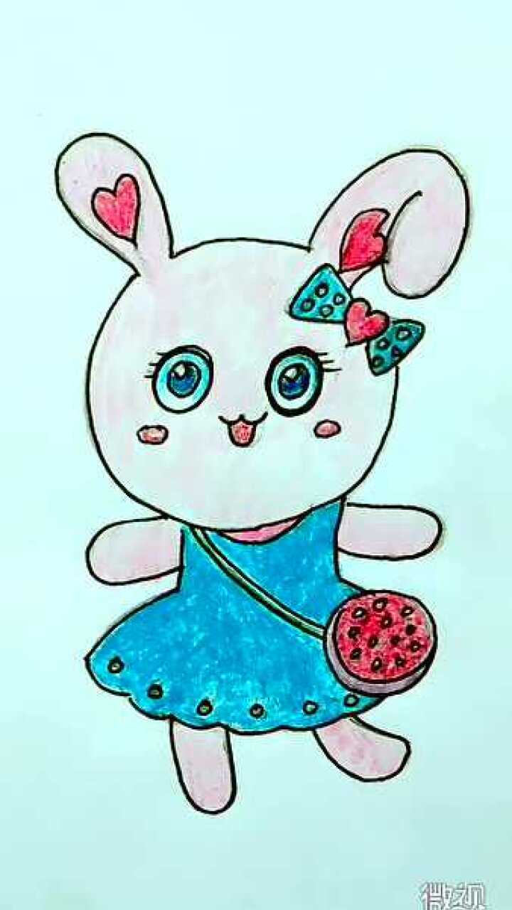 可爱的彩铅画兔子小姐