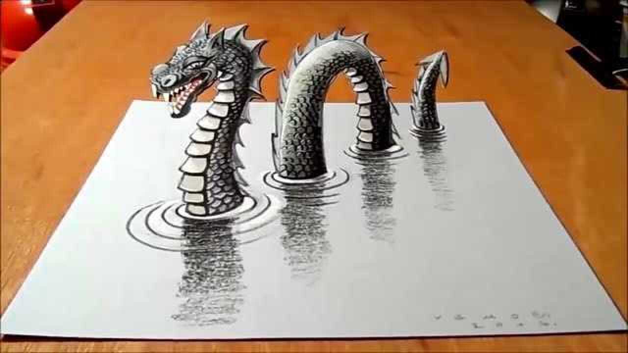 绘画艺术 3D画 三维立体画 魔性画 远古的皎龙出水_腾讯视频