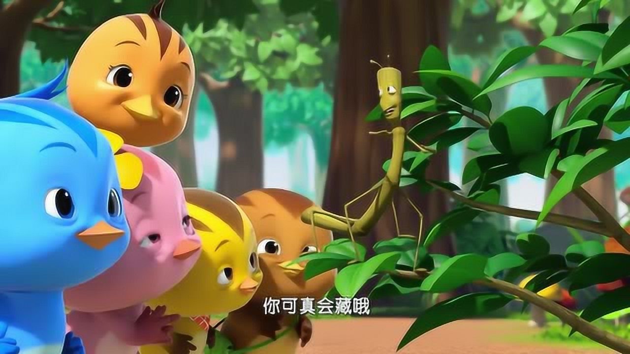 萌鸡小队小鸡们为竹节虫歌唱好让它出来