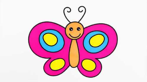 粉色的小蝴蝶简笔画填色教程