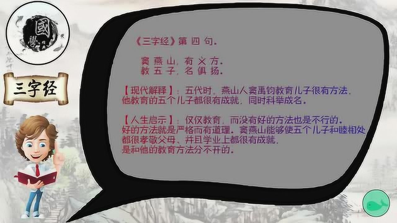 少儿国学启蒙三字经第四句窦燕山有义方教五子名俱扬