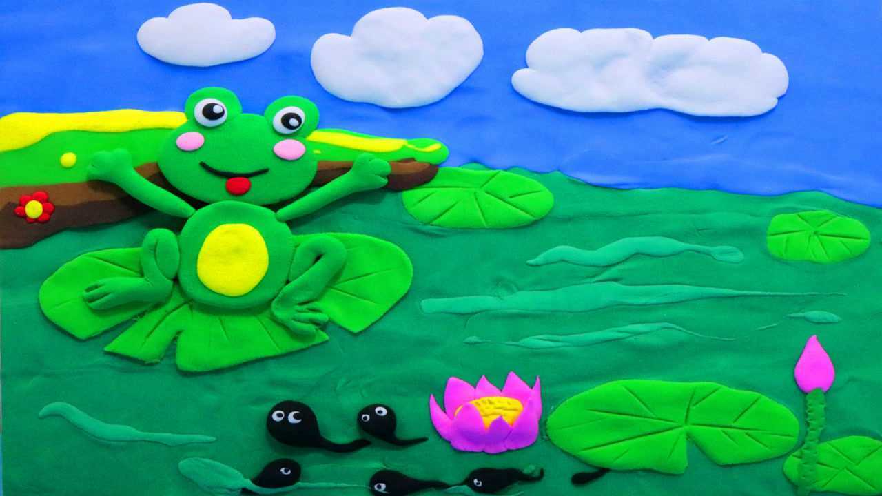 "画"一幅小蝌蚪找妈妈 创意手工diy超轻黏土立体画!