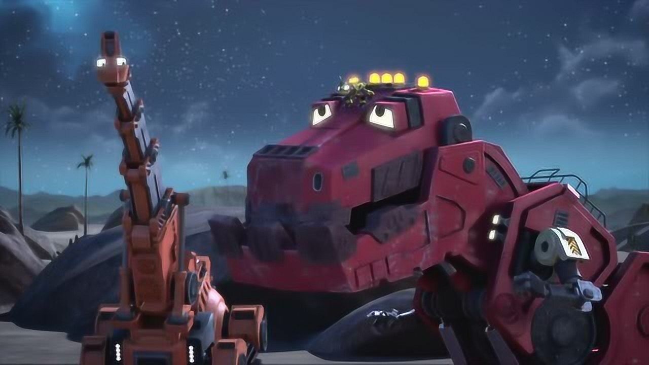 恐龙战车动画片铺路机器人简直无法阻挡了