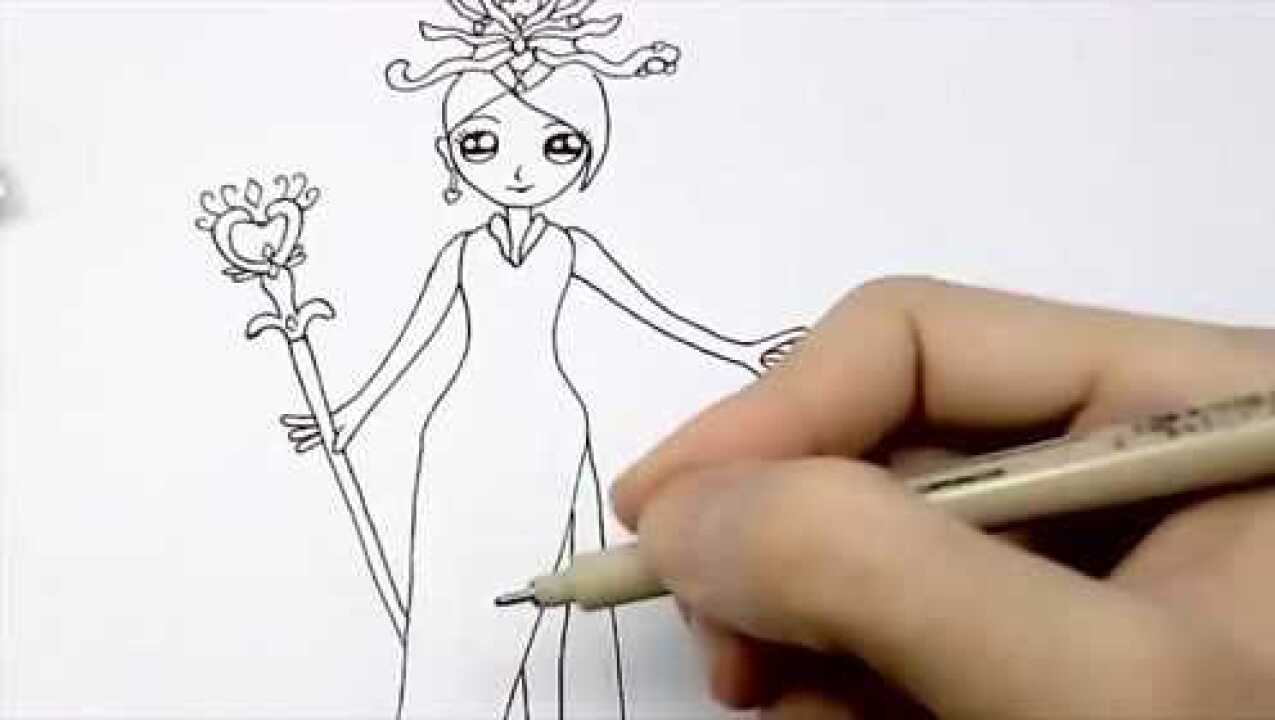 叶罗丽辛灵店长成仙人物简笔画画法简单又漂亮