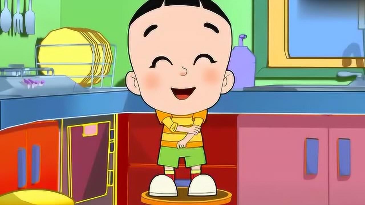 大头儿子打喷嚏将面粉糊了一脸