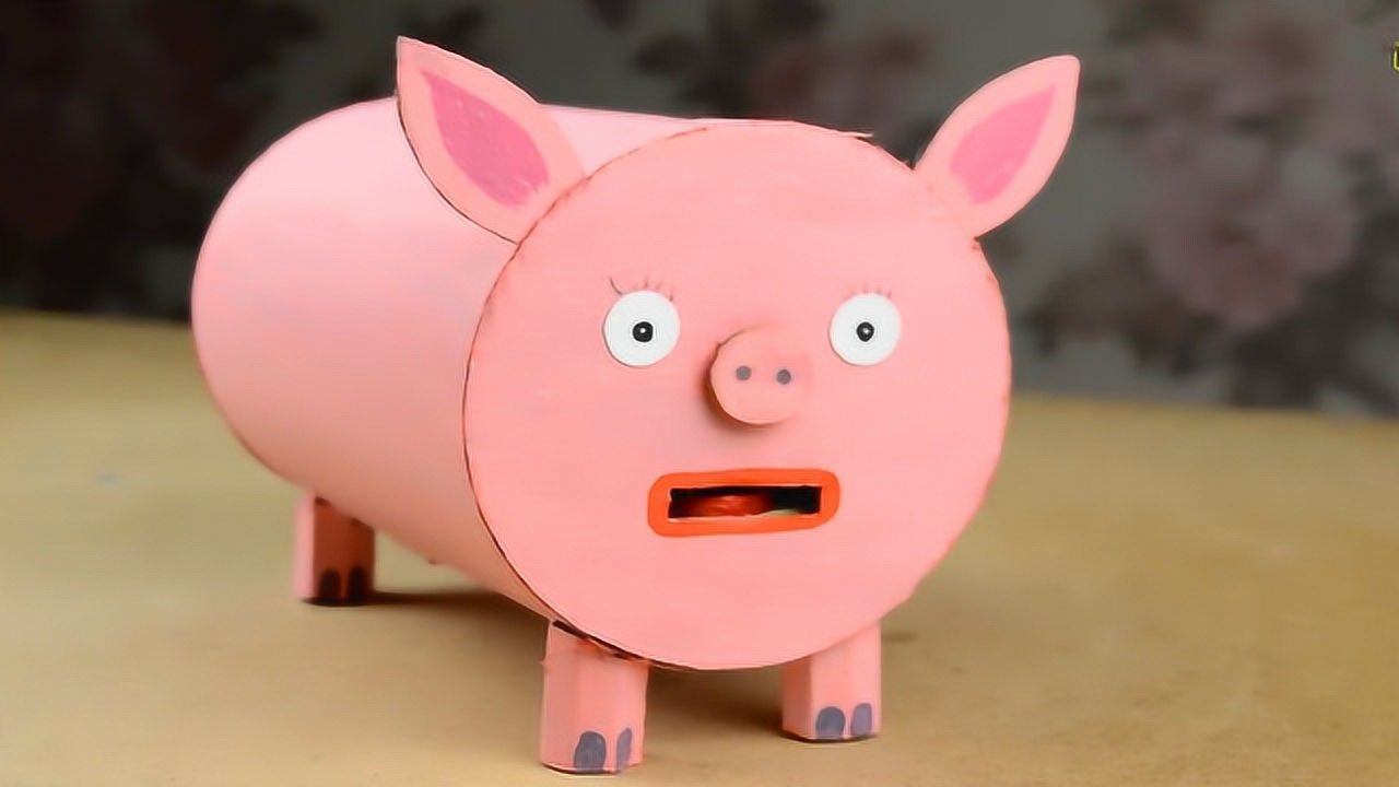 创意硬纸板diy手工制作粉色小猪糖果机新年送给朋友最好的礼物