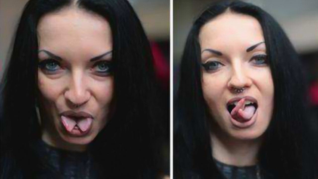 美女将舌头分成两半表演用舌头跳舞是个性还是为博关注